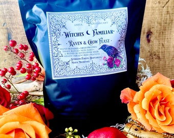 Witches Familiar Raven and Crow Feast, Anita Apothecary, bird food, organic bird seed, cottagecore gift, witch crow Raven familiar, Crows