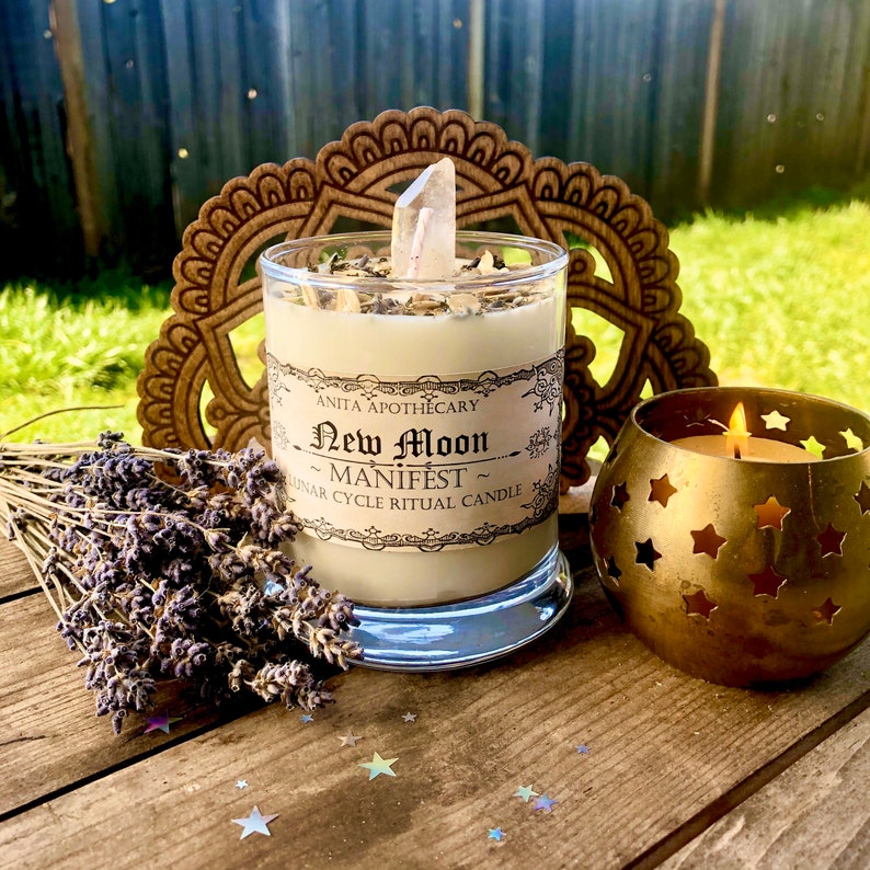 New Moon Spell Candle Manifesting Lunar Ritual CandleDark Etsy