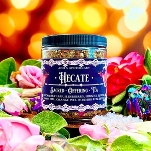 Hecate Sacred Offering Tea~Goddess Tea, Witchcraft, Magick, English Tea, Crystal tea strainer, Loose leaf tea, Pagan Goddess, Hekate Tea