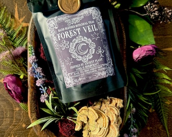 Forest Veil Black Tea | Anita Apothecary, Hand Blended Botanical Tea, Apricot Butterfly Pea Black Tea, Witchy Folk Tea, Dark Cottagecore Tea