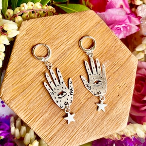 Hand of Fate Earrings ~ Anita Apothecary, Fortune Teller jewelry, Pagan jewelry, Witch Earrings, Tarot Jewelry, Palmistry Jewelry