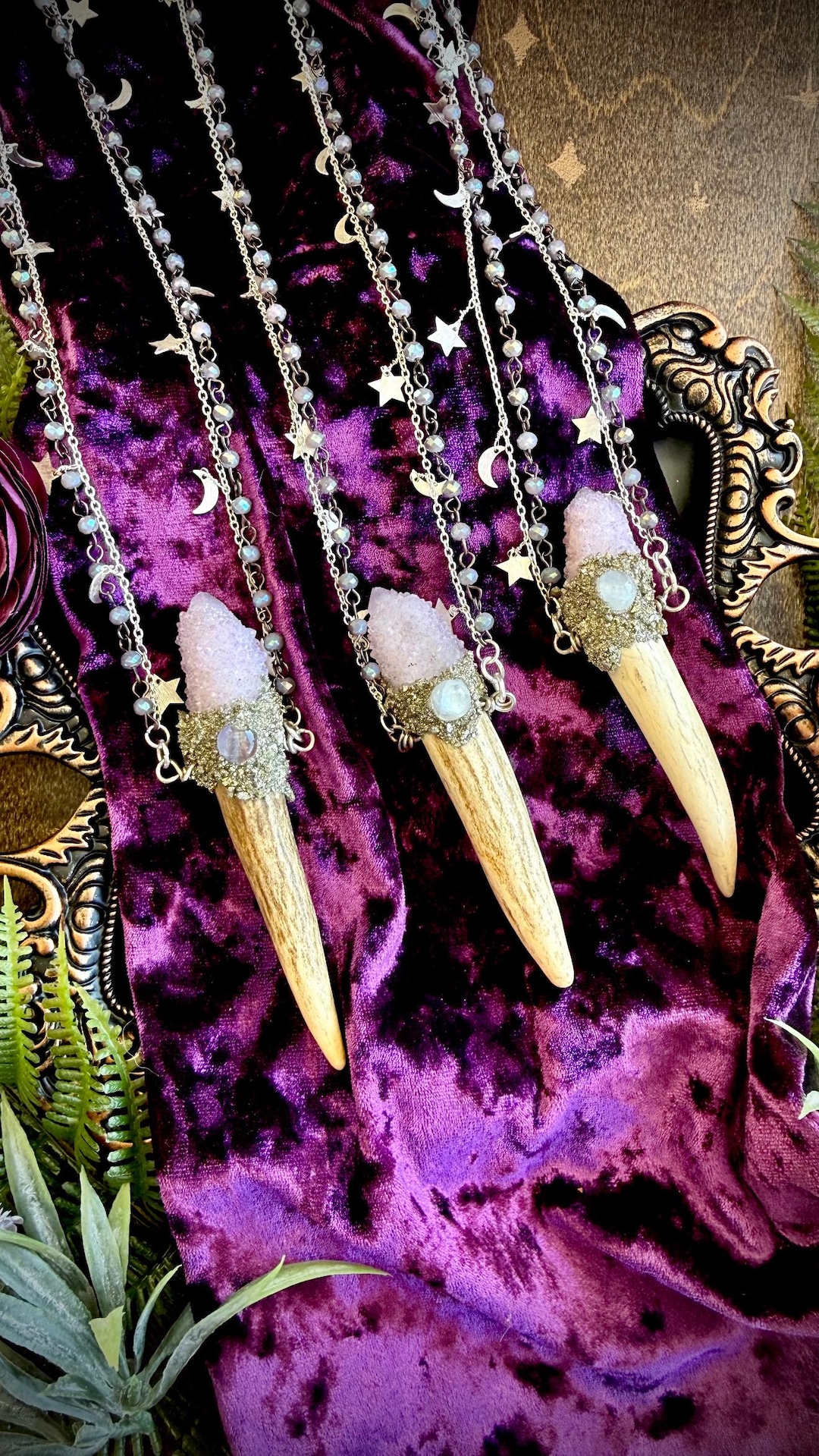 Lavender Spirit Quartz Antler Necklace | Anita Apothecary, Moonstone ...
