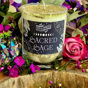 Sacred Sage Witches Smudge Candle, Sacred Sage Smudge, Sage Candle, Anita Apothecary, Floral Smudge, Empath Oil, Moonstone Oil image 1