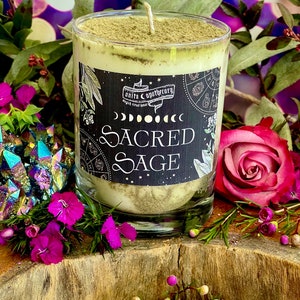 Vela de salvia sagrada para brujas / Anita Apothecary, vela de salvia, vela de bruja de salvia, vela Rituql de vela de salvia, velas de brujas, bruja de salvia