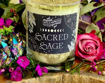 Sacred Sage ~ Witches Smudge Candle, Sacred Sage Smudge, Sage Candle, Anita Apothecary, Floral Smudge, Empath Oil, Moonstone Oil