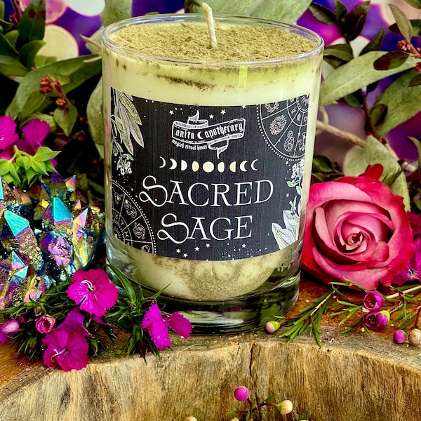 Sacred Sage ~ Witches Smudge Candle, Sacred Sage Smudge, Sage Candle, Anita Apothecary, Floral Smudge, Empath Oil, Moonstone Oil