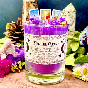 Ask the Cards ~ Tarot Reader Candle, Anita Apothecary, witch candle, spell candle, witchcraft candle, tarot deck, tarot cards, fortunes
