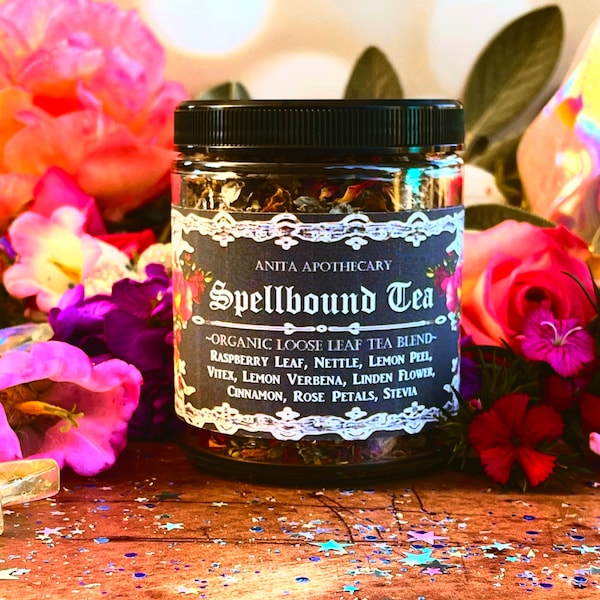 Spellbound Tea Ritual ~ Witchcraft tea, Magick, English Tea, Crystal tea spoon, Loose leaf tea, Pagan Goddess, Rose tea, spell candle