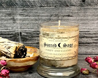 Sacred Sage ~ Witches Smudge Candle, Sacred Sage Smudge, Sage Candle, Anita Apothecary, Floral Smudge, Empath Oil, Moonstone Oil