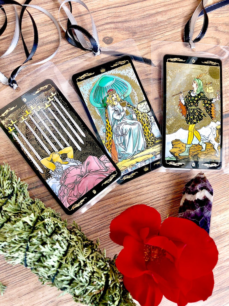 Tarot Card Bookmarks Laminated Tarot Deck Rider Waite Golden Etsy