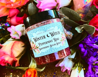 Winter Witch Sugar Scrub | Anita Apothecary, Rose Absolute, Peppermint scrub, Christmas sugar scrub, Rose Sugar Scrub