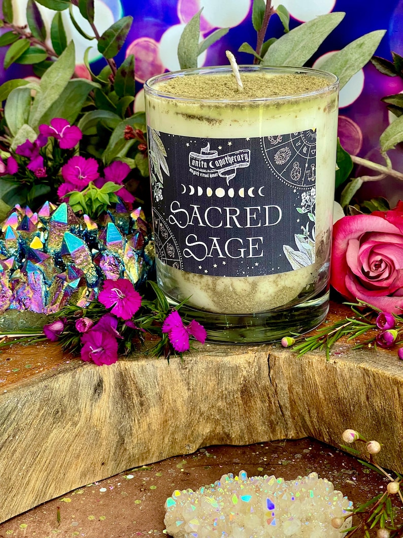 Sacred Sage Witches Smudge Candle, Sacred Sage Smudge, Sage Candle, Anita Apothecary, Floral Smudge, Empath Oil, Moonstone Oil image 5