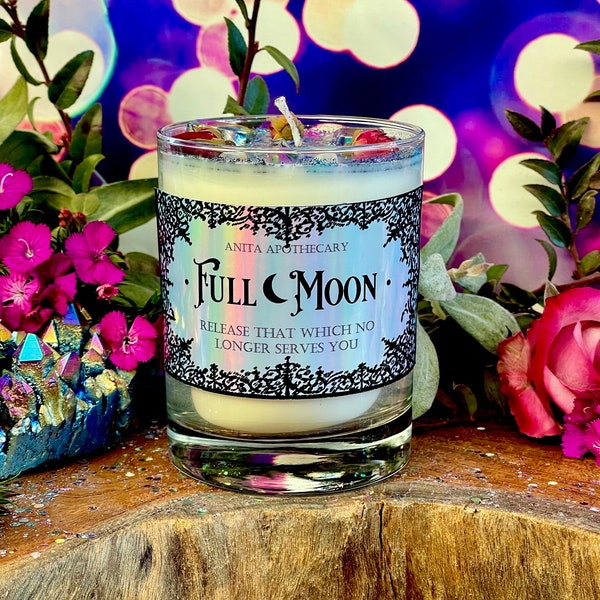 Full Moon Lunar Candle | Anita Apothecary, Moon Magick, Full Moon Ritual, New Moon Full Moon Candle, Lunar Magick, Anita Candles