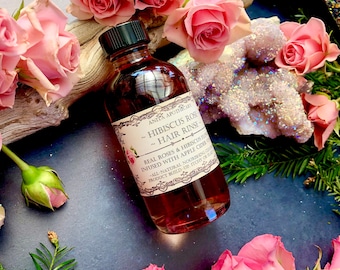 Hibiscus Rose Hair Rinse~ Apple Cider Vinegar, Hair care, Glamor Magick, Witchcraft, Witch oil, Empath oil, Witch beauty, Natural Beauty