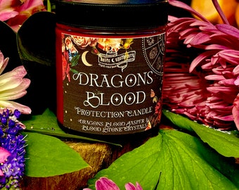 Dragons Blood Protection Candle | Anita Apothecary, Witches Black salt, Dragons Blood Jasper, witches protection, Spell Candle, Witch Candle