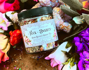 F*ck Anxiety Tea ~ Anita Apothecary, Herbal tea, loose leaf tea, mental health gift, mental health, witches tea, tea gift, tea cup