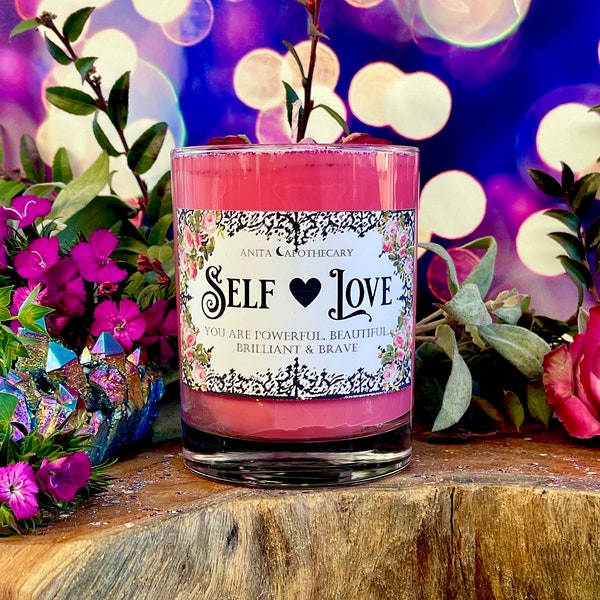 SELF LOVE Candle~ Inspirational candle, Witchcraft spell candle, feminist candle, witchcraft oil, spell kit, pampering, Mother's Day candle