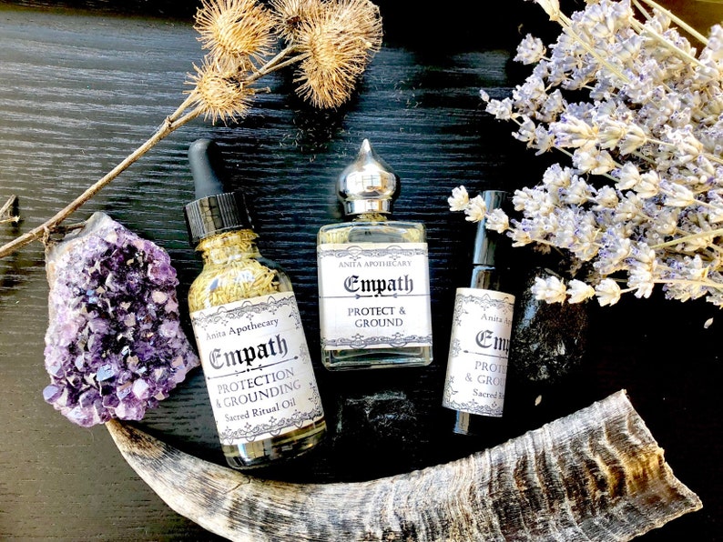 Empath Oil Protection Ritual Oil, Witchcraft Magick Black Tourmaline Moon Amethyst Wicca Witch Oil Goddess Anita Apothecary image 7