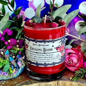 Dragons Blood Protection Candle Anita Apothecary, Witches Black salt, Dragons Blood Jasper, witches protection, Spell Candle, Witch Candle image 7