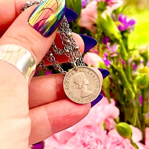 Vintage Six Pence Coin Necklaces ~ Anita Apothecary, Coin Jewelry, Witches Coin, British Witchcraft, Witch Talisman, Witch Charms