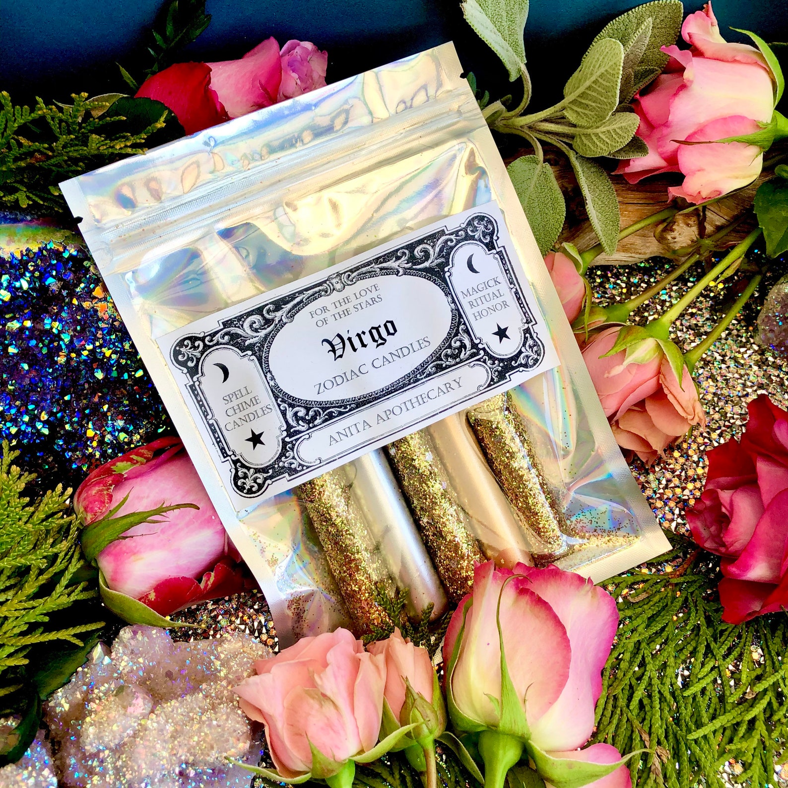Virgo Zodiac Chime Candles Anita Apothecary Aura crystals Etsy