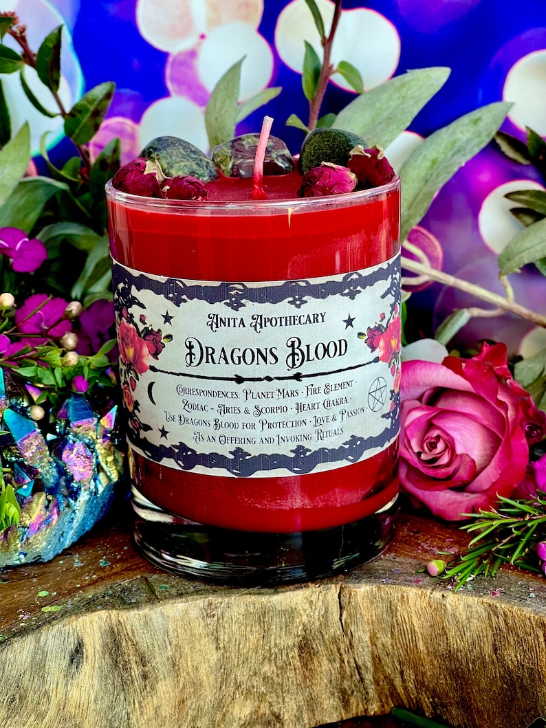 Dragons Blood Protection Candle Anita Apothecary, Witches Black salt, Dragons Blood Jasper, witches protection, Spell Candle, Witch Candle image 4