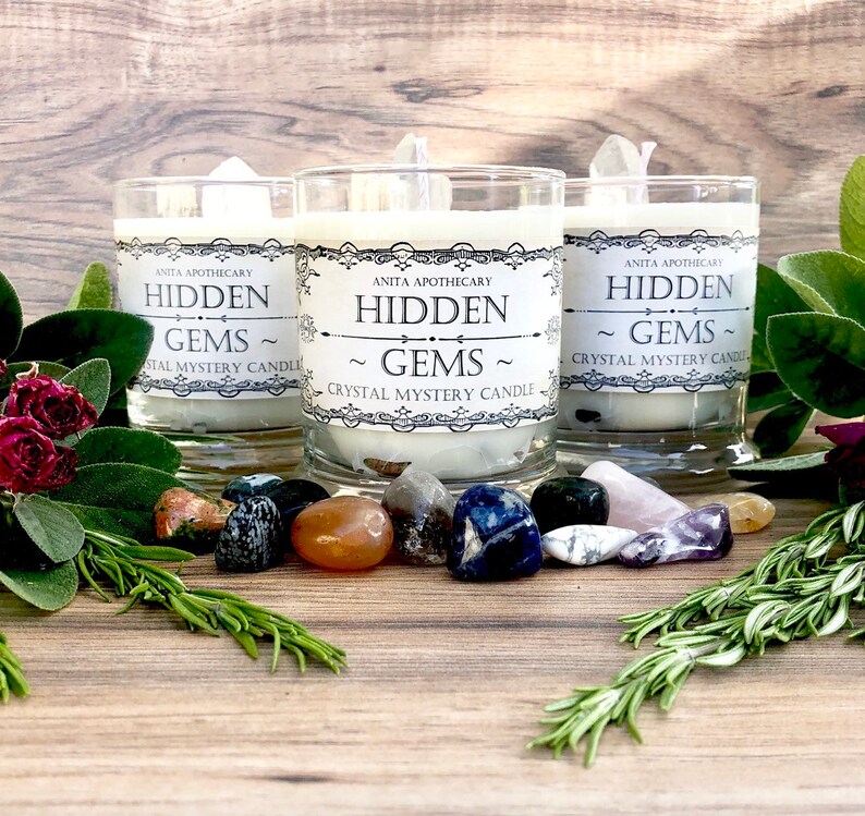 ORIGINAL Hidden Gems Crystal Mystery Candle Spell Candle Etsy