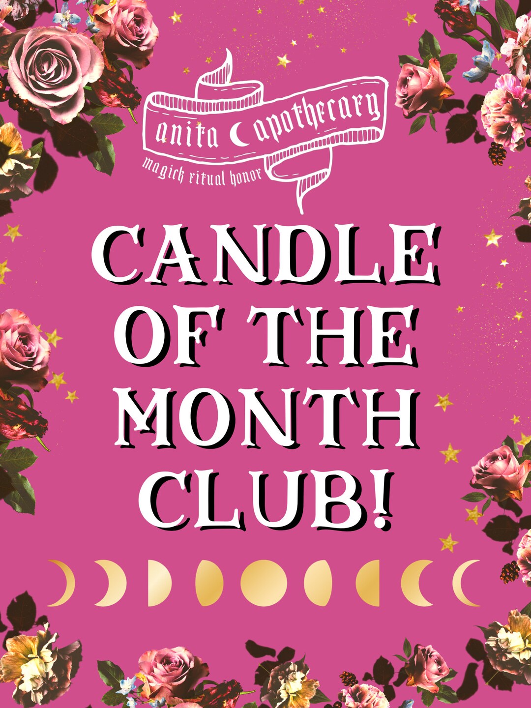 Candle of the Month Club | Anita Apothecary, Crystal Candle, Witches ...