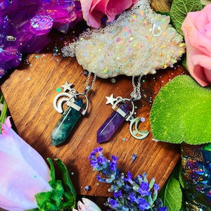 Fluorite Energizer Points Crystal Pendant ~ Anita Apothecary, Celestial Jewelry, Aura jewelry, Aura Crystals, Aura Tower, Aura Necklace