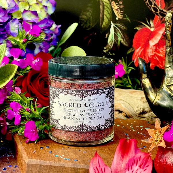 Sacred Circle Witches Casting Salts ~ Black Salt, Cast the Circle, Protection salt, Cauldron sand, witches altar, witchcraft tools, Anita