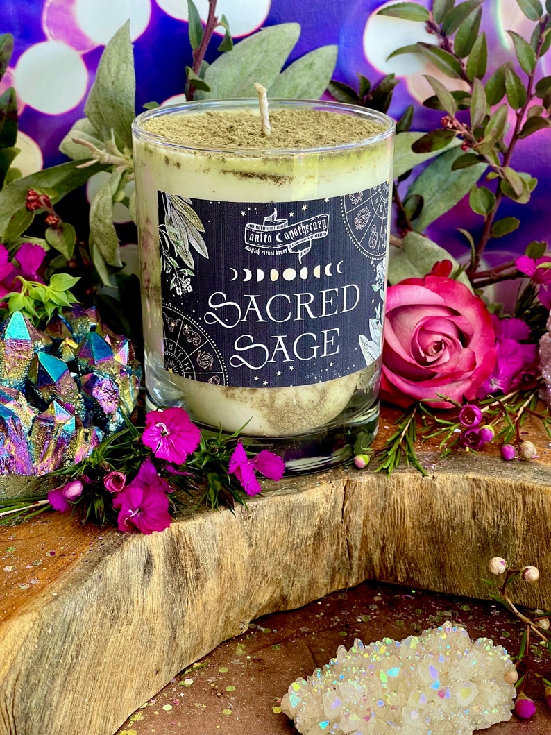 Sacred Sage Witches Smudge Candle, Sacred Sage Smudge, Sage Candle, Anita Apothecary, Floral Smudge, Empath Oil, Moonstone Oil image 4