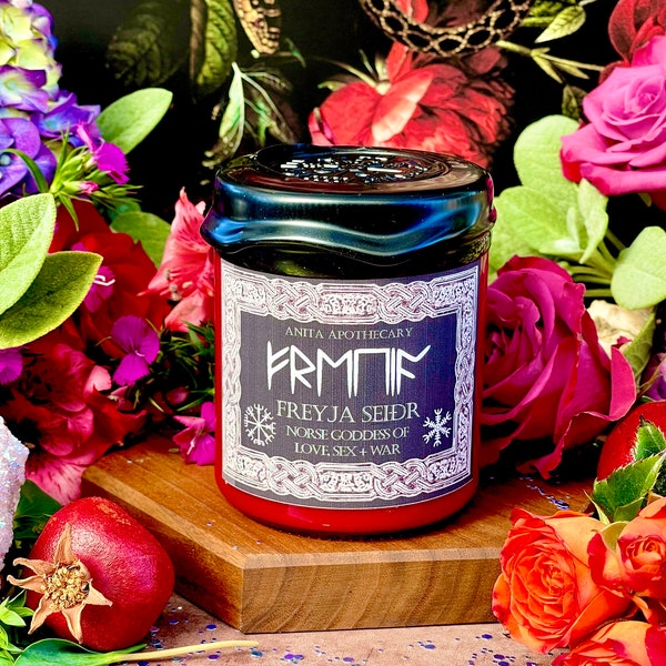 Freyja Norse Goddess | Anita Apothecary, Freya Norse Paganism, Norse Candle, Viking Candle, Goddess Freya, Norse Viking Pagan Witchcraft