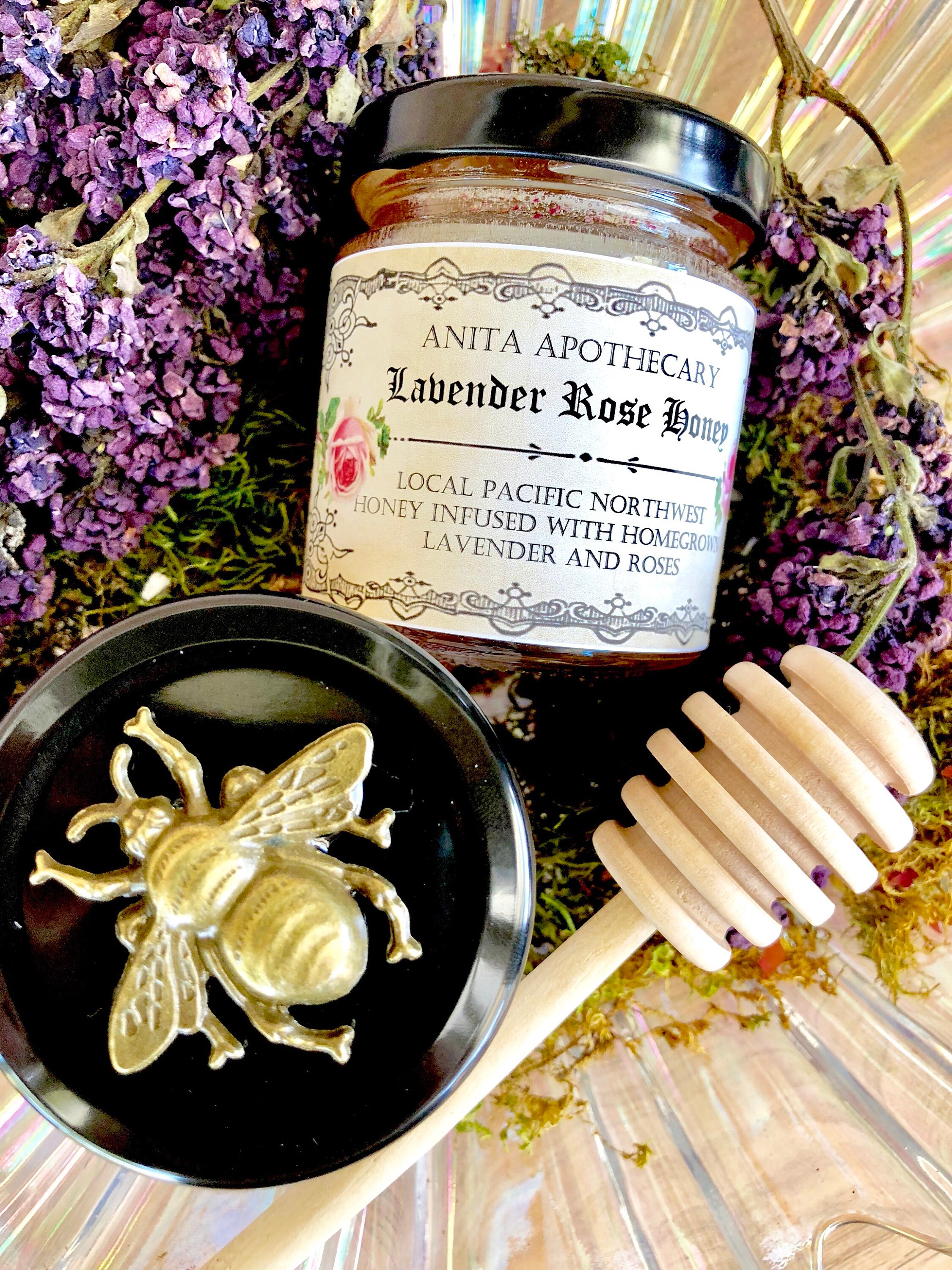 Lavender Rose Honey ~ Infused honey, rose honey, organic honey, Witch…