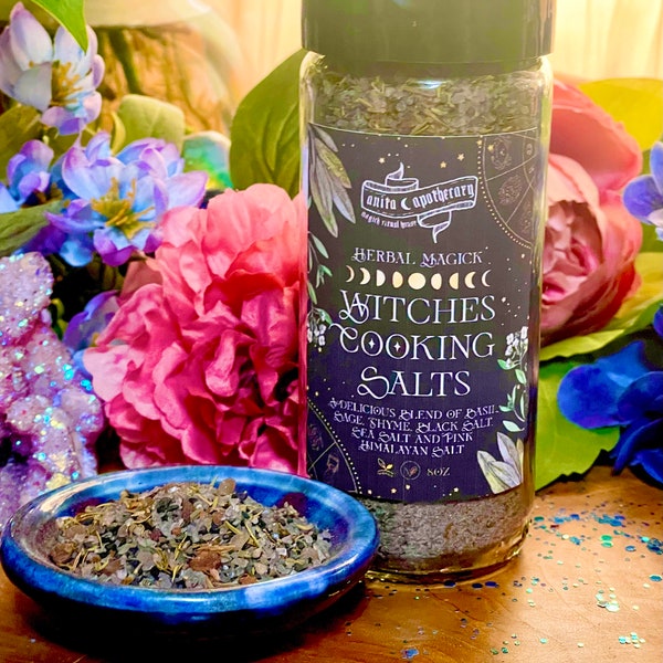 8oz Witches Cooking Salts | Anita Apothecary, Hearth Witch, Kitchen Witch, Witches Kitchen, Black Salt, Witchcraft Salt, Hedge Witch,