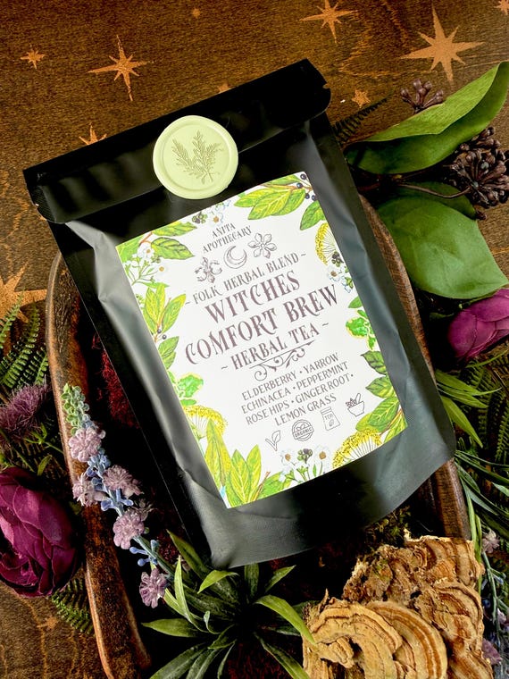 Witches Comfort Brew Herbal Tea | Anita Apothecary, Folk Herbal Blend, Loose Leaf Herbal Tea, Elderberry Yarrow Echinacea Tea, Witches Brew