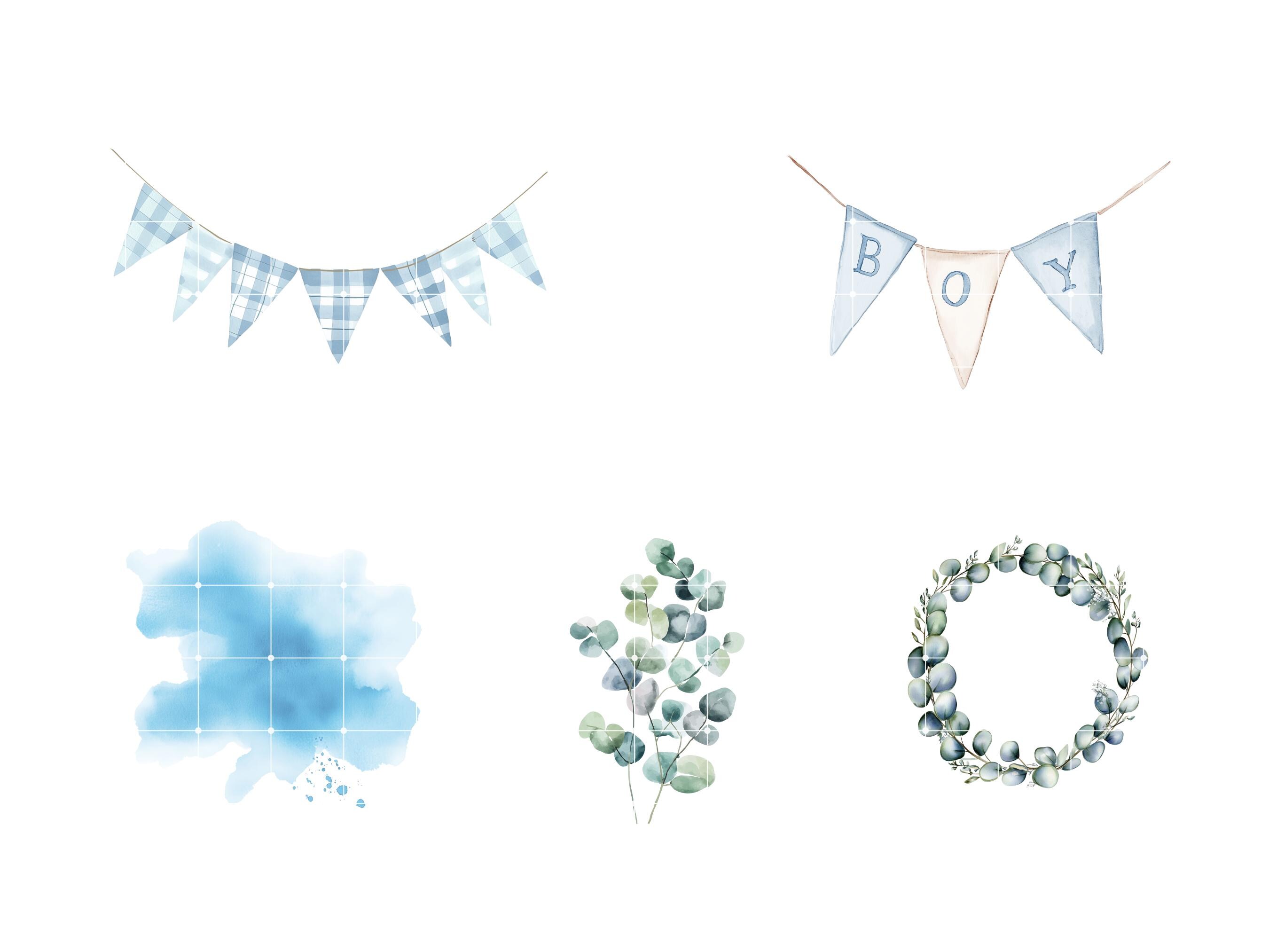 Watercolor Baby Boy Clipart Bundle Cute Baby Shower Clip Art Blue ...