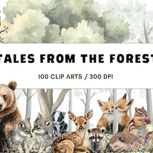 bos dieren aquarel clipart bos dieren png schattige baby bos dieren bos babyshower decor bos dieren illustraties