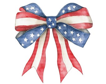 July 4th Bow Clipart Bundle: Red White Blue Patriotic Bows (JPG Digital Download)