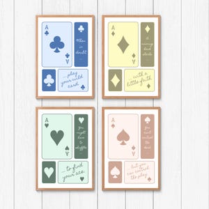 Ace Playing Card Prints | Downloadable Ace Print | Retro Wall Art Prints Playing Card | Ace of Hearts Print | Retro Set of Ace Playing Cards