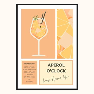 Niestandardowy nadruk koktajlowy | Artystyczny koktajl | Prezenty dla przyjaciela | Wydruk Aperol Spritz | Cyfrowa sztuka koktajlowa | Aperol Spritzer | Plakat Aperol