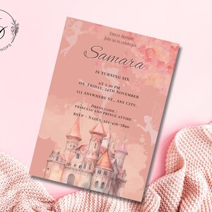 魅惑的なピンクと紫の誕生日カード 印刷可能な夢のような水彩画の花 Canva テンプレートをダウンロード 彼女のためのフェミニンでガーリーなグリーティングカード