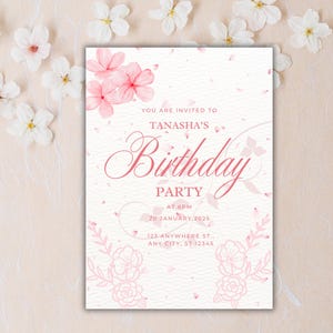 Carte de voeux d'anniversaire minimaliste classique, ton neutre, modèle modifiable en téléchargement numérique, carte élégante de luxe sobre