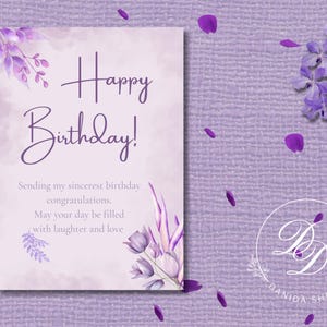 Bezaubernde rosa Blumen Geburtstagskarte weiches Aquarell Blütendesign druckbare Einladung zarte feminine Grußkarte für Mädchen & Frauen