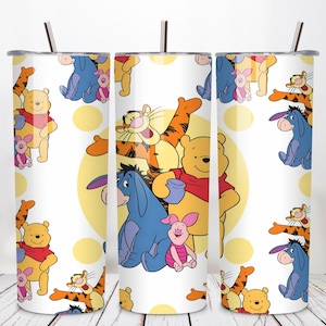 Winnie The Pooh 20oz Skinny Tumbler Wrap PNG, Pooh Bear Tumbler PNG, Winnie The Pooh Png, Sublimation Instant File Digital, Download PNG