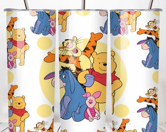 Winnie The Pooh 20oz Skinny Tumbler Wrap PNG, Pooh Bear Tumbler PNG, Winnie The Pooh Png, Sublimation Instant File Digital, Download PNG