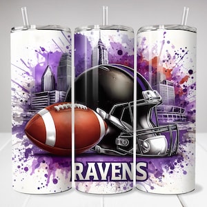 Corbeau 20 oz skinny gobelet Wrap PNG, sport 20 oz gobelet PNG, mascotte Sublimation gobelet PNG en téléchargement numérique, gobelet de football