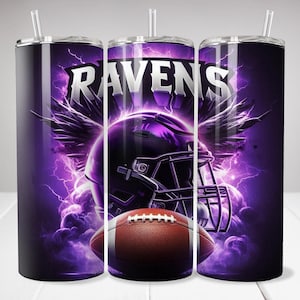 Corbeau 20 oz skinny gobelet Wrap PNG, sport 20 oz gobelet PNG, mascotte Sublimation gobelet PNG en téléchargement numérique, gobelet de football