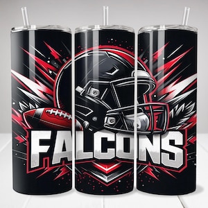 Falcons 20oz Skinny Tumbler Wrap Png, Sports Mascot Sublimation Tumbler, Falcons Tumbler Wrap, Straight Tumbler Wrap, Digital Download