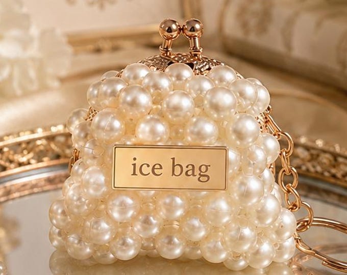 Personalized Pearl Beaded Mini Coin Purse Keychain, Engagement Bridal Shower Favor, Set of 20