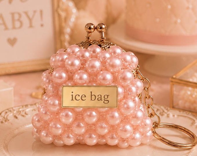 Personalized Pearl Beaded Mini Coin Purse Keychain, Baby Shower Favor, Set of 10